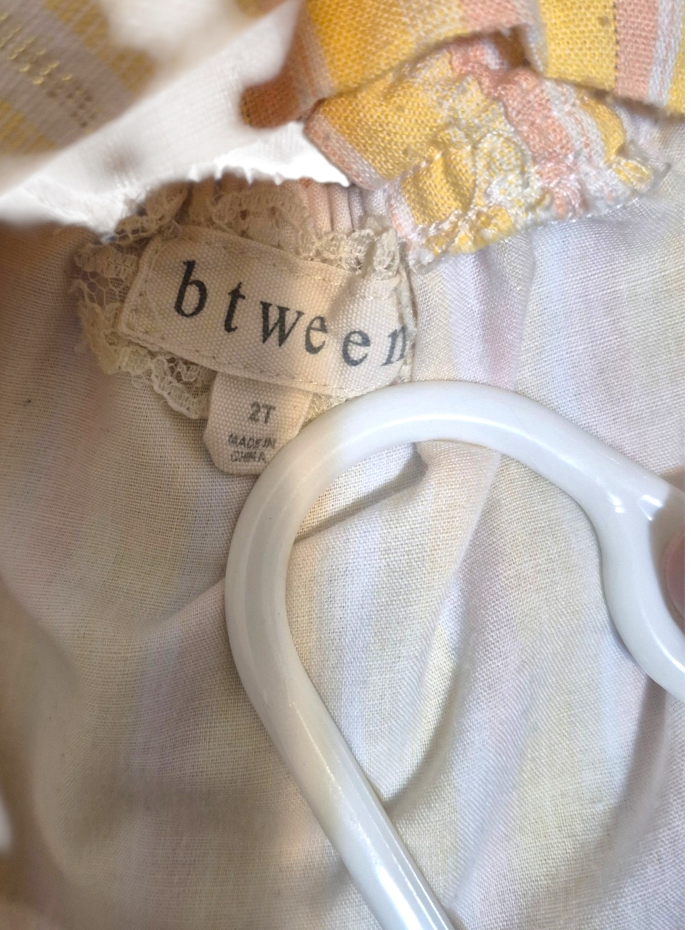 btween Yellow & Pink Striped Ruffle Button-Front Tank - Picture 3 of 3